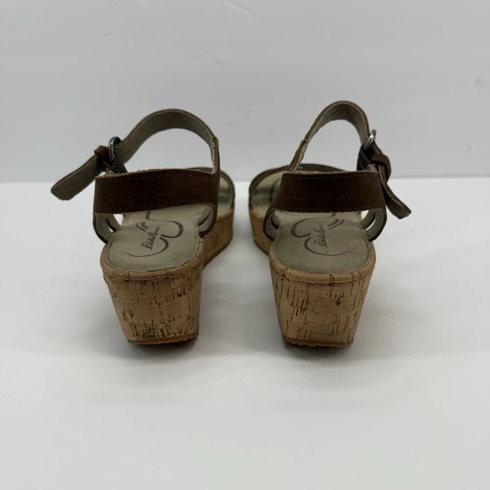 Eddie Bauer Sandals Womens 6 Kara II Ankle Strap Brown Buckle Casual Wedge Heels